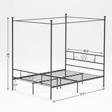 Metal Framed Canopy Four Poster Platform Bed Frame with Bed Storage Platform Bed