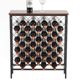 Wine Rack Freestanding Floor with Table Top Wood - Holds 40 Bottles Metal Wine Storage