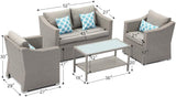 4-Piece Patio Furniture Sectional Sofa All-Weather Outdoor Wicker Conversation Set