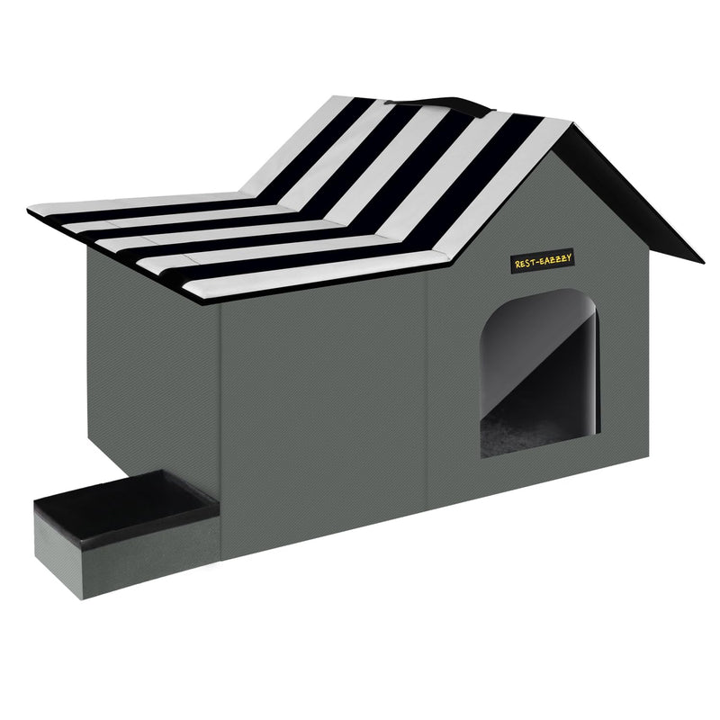 Outdoor Cat House, Feral Cat House Insulated with Mat and Clip, Weatherproof