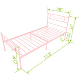 Pink Twin Bed Frame for Girls, Mattress Foundation Support with Headboard