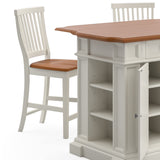 Americana White and Distressed Oak Kitchen Island and Stools by Home Styles