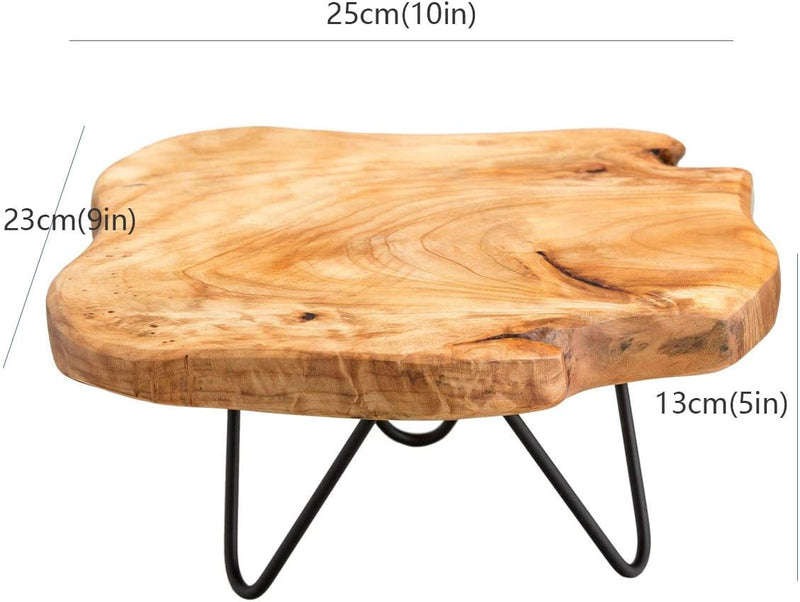 Natural Edge Wooden Stand with Hairpin Legs for Displaying Cakes, Plants, Candles