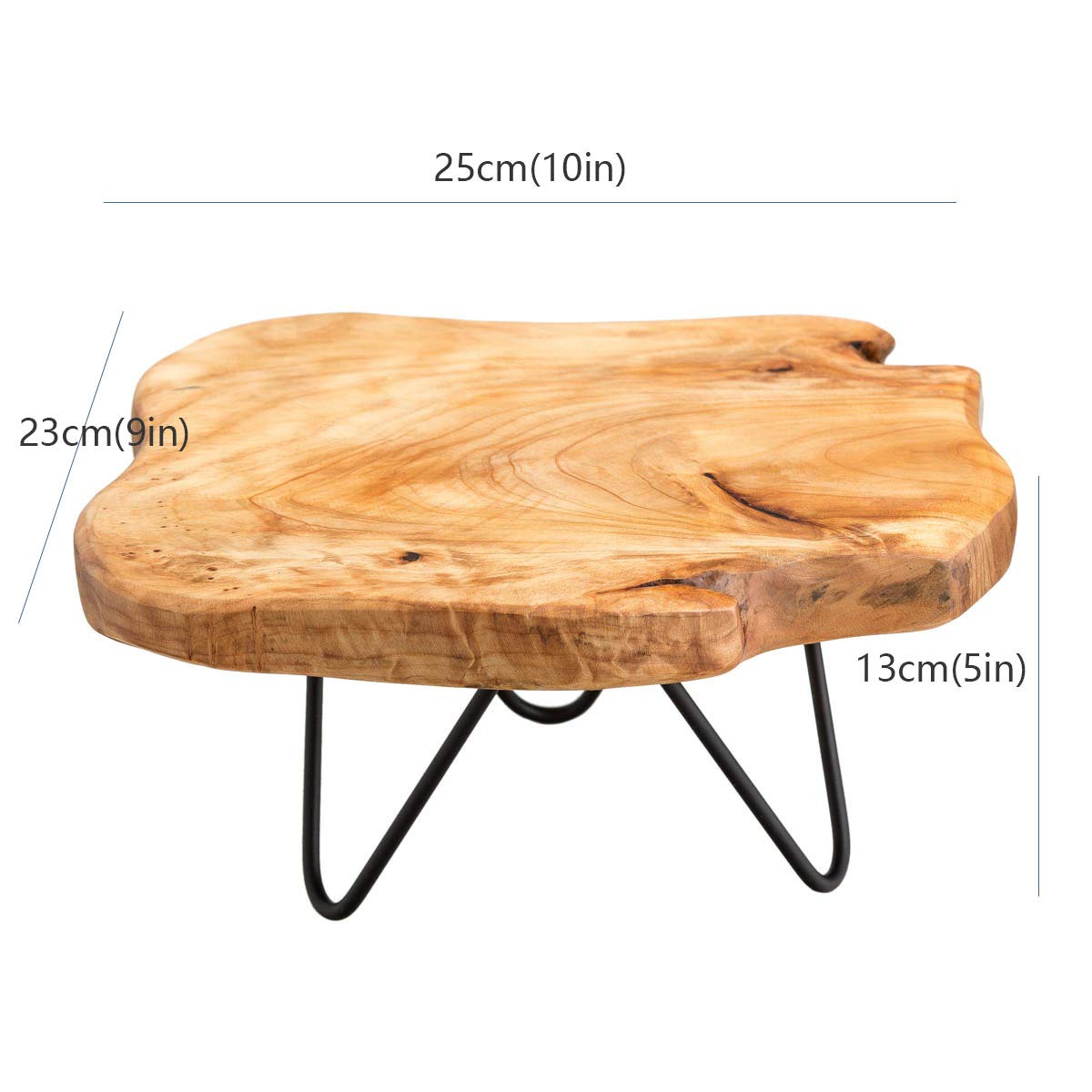 Natural Edge Wooden Stand with Legs for Displaying Cakes, Plants, Candles