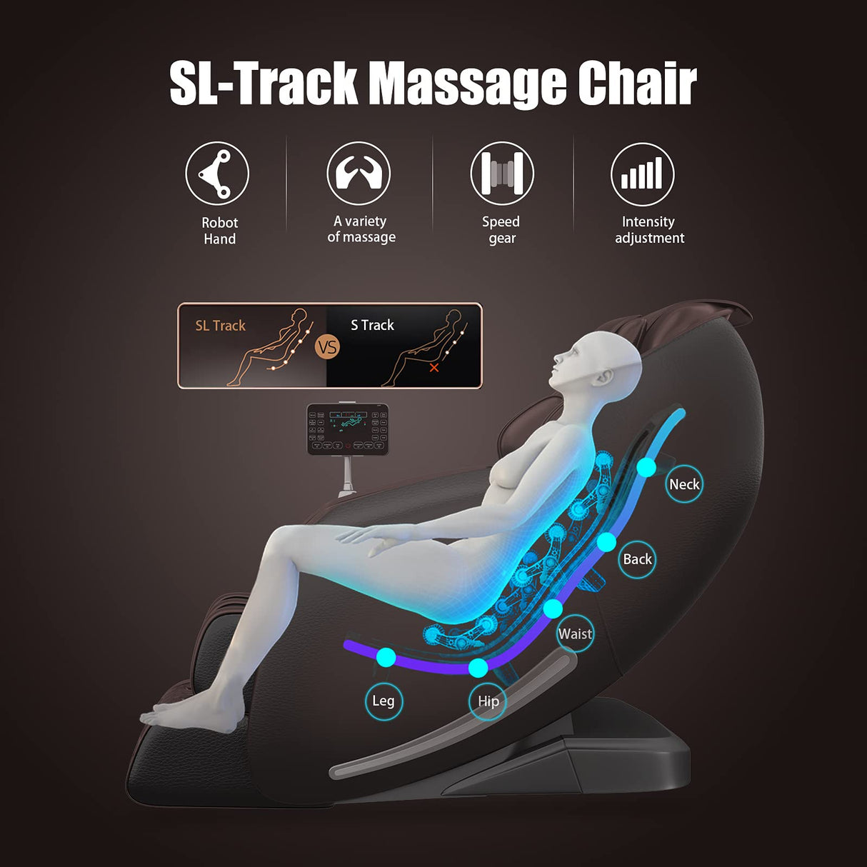 Massage Chair, Full Body Zero Gravity SL-Track Shiatsu Massage Recliner Chair