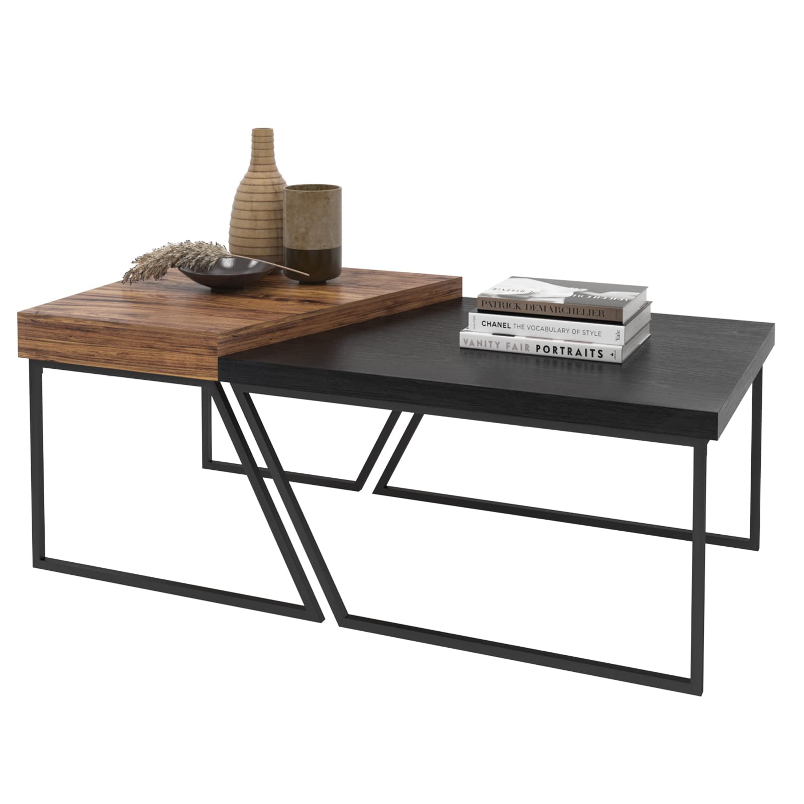 Nesting Table, Modern Stacking Side Table Set of 2