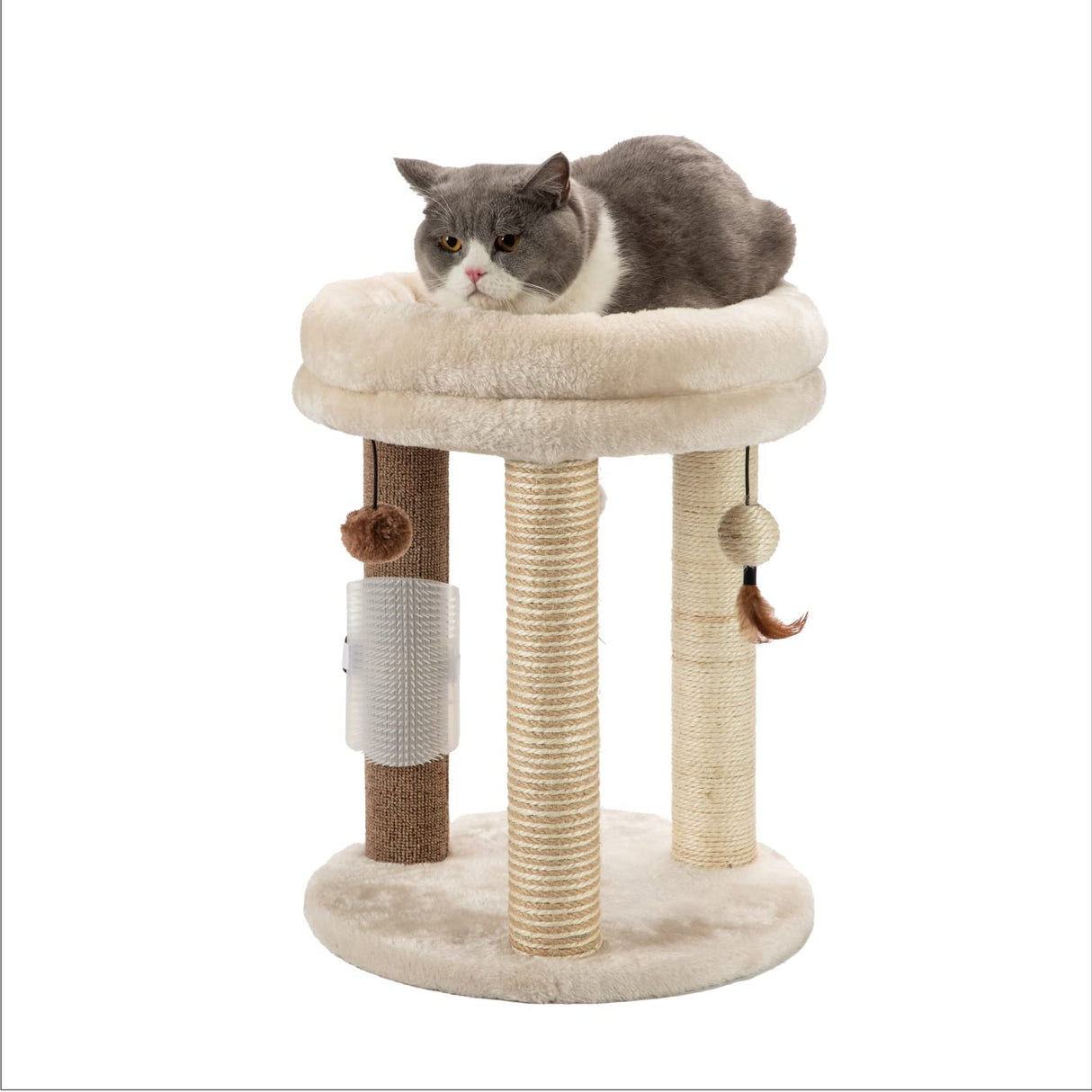 4in1 Small Cat Tree,Scratching Post with Tower Soft Cat Bed