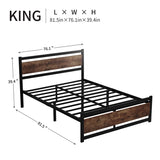 King Size Bed Frame with Wooden Headboard