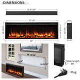 Austin in Wall Recessed & Wall Mounted Electric Fireplace (60")