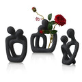 3Pcs Black Decor Hugging Couple Home Statues, Modern Abstract Romantic Love Sculptures