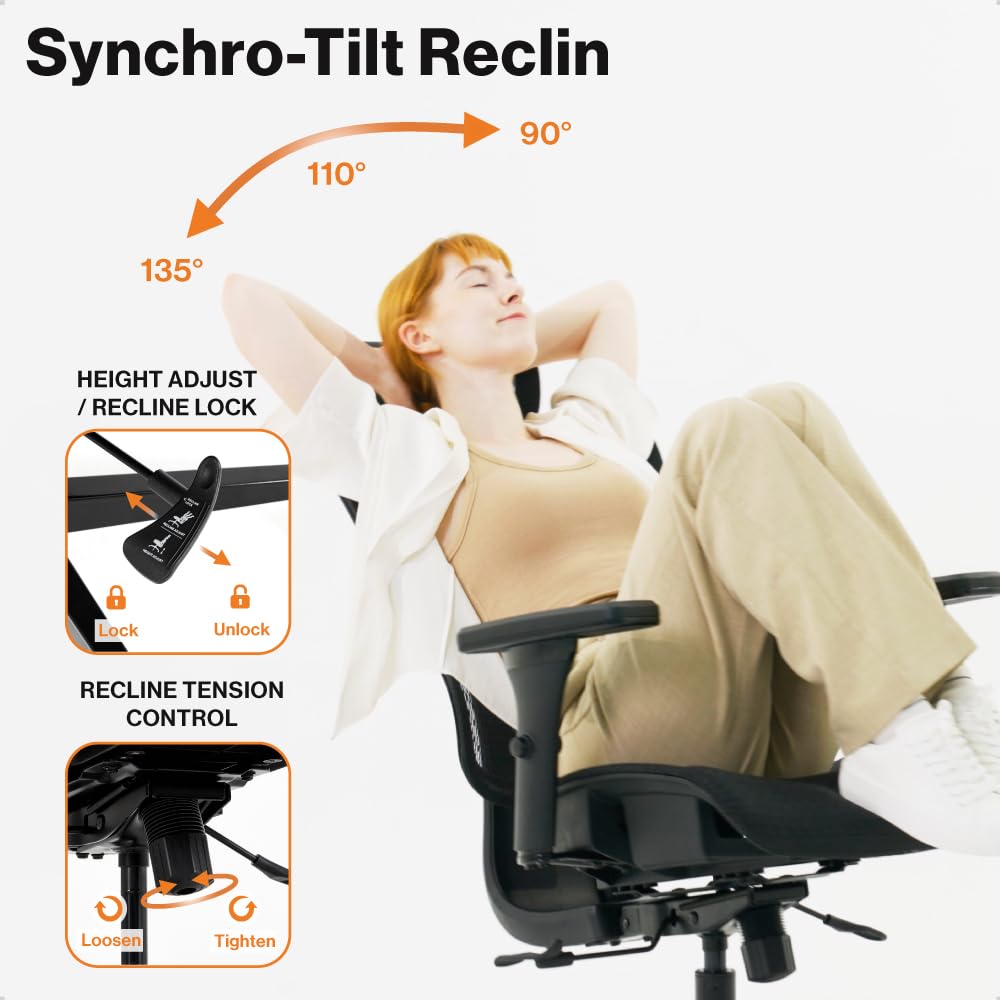 Prestige Ergonomic Office Chair - Height Adjustable Backrest Lumbar Support