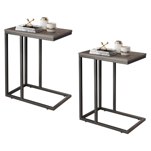 Side Table Set of 2, C Shaped End Table for Couch, Sofa and Bed, Large Desktop C Table