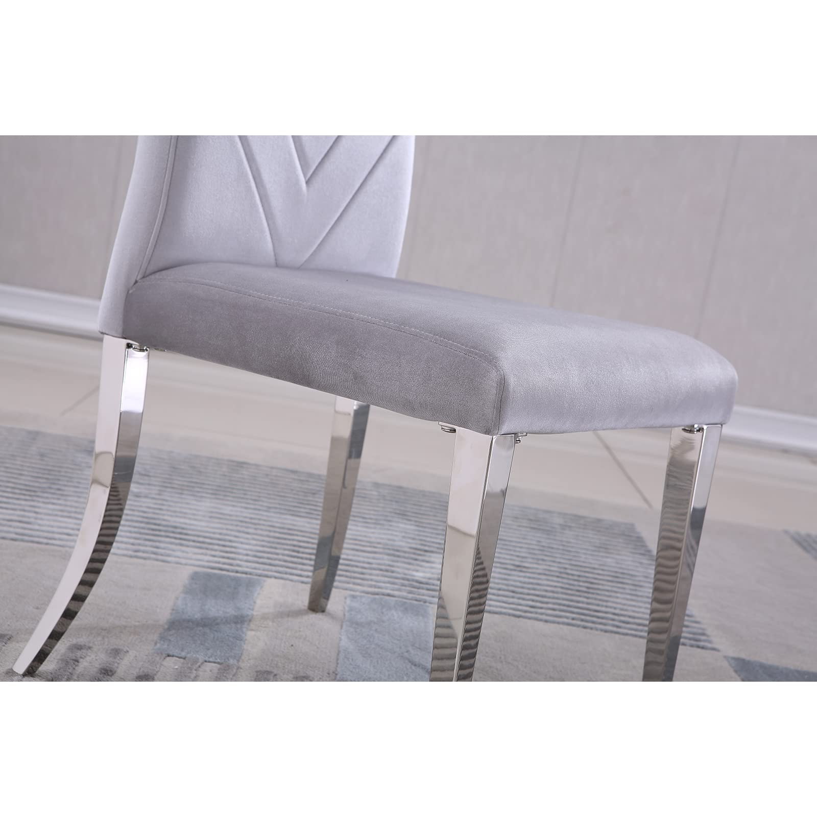 Dining Chairs, Light Grey Velvet Dining Chairs