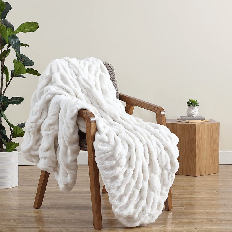 Lapin Ultra Fine Faux Fur Throw Blanket - Luxurious, Chic, Soft and Cozy