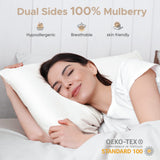 100% Pure Mulberry Silk Pillowcase for Hair and Skin - Allergen Resistant Dual Sides