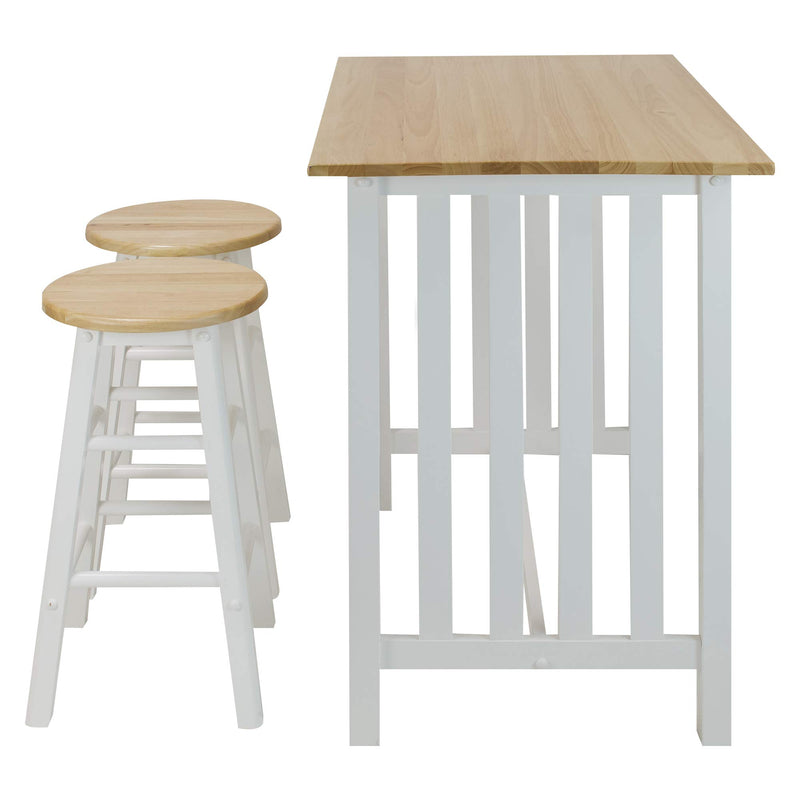 3-Piece Breakfast Set with Solid American Hardwood Top, White