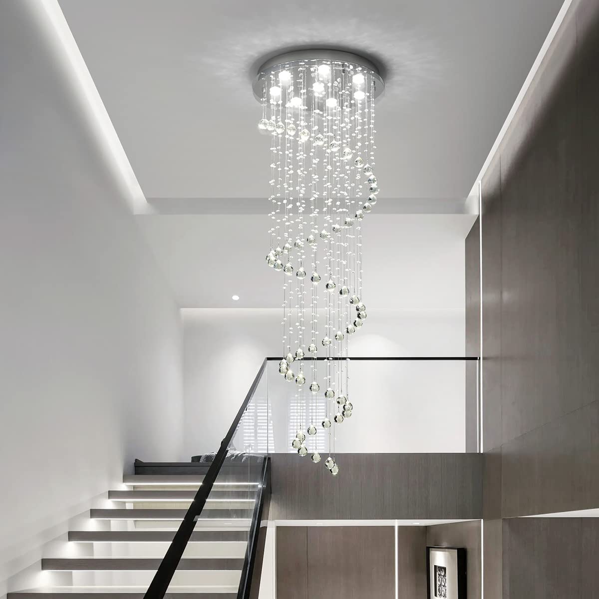 Modern K9 Crystal Spral Raindrop Chandelier Lighting Flush