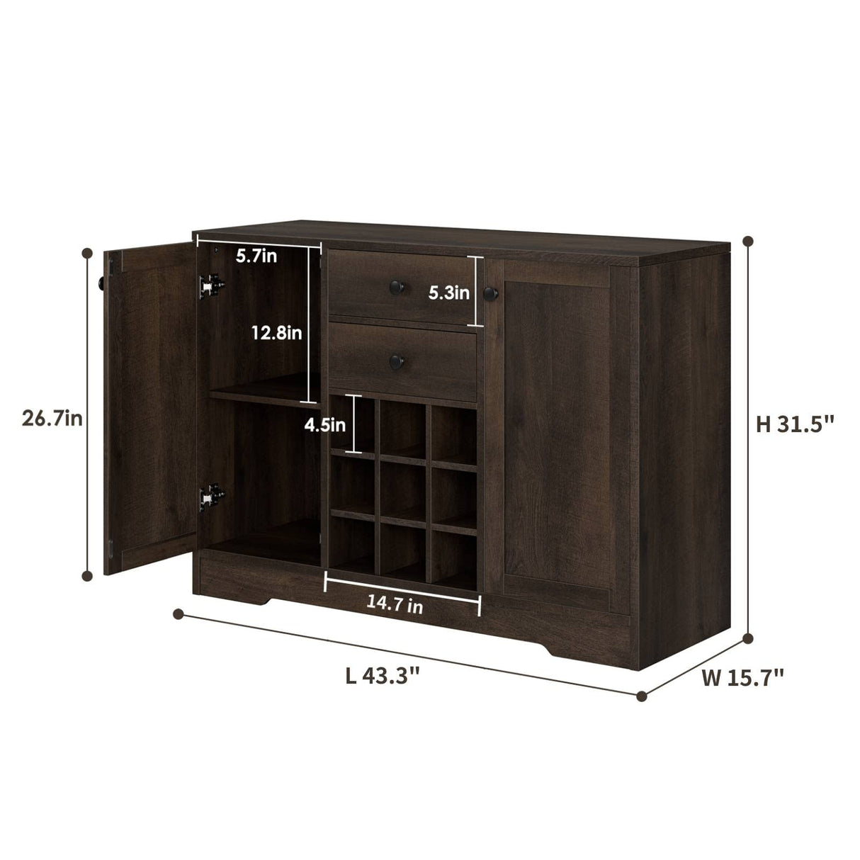 Coffee Bar Cabinet, Modern Farmhouse Buffet Sideboard Cabinet