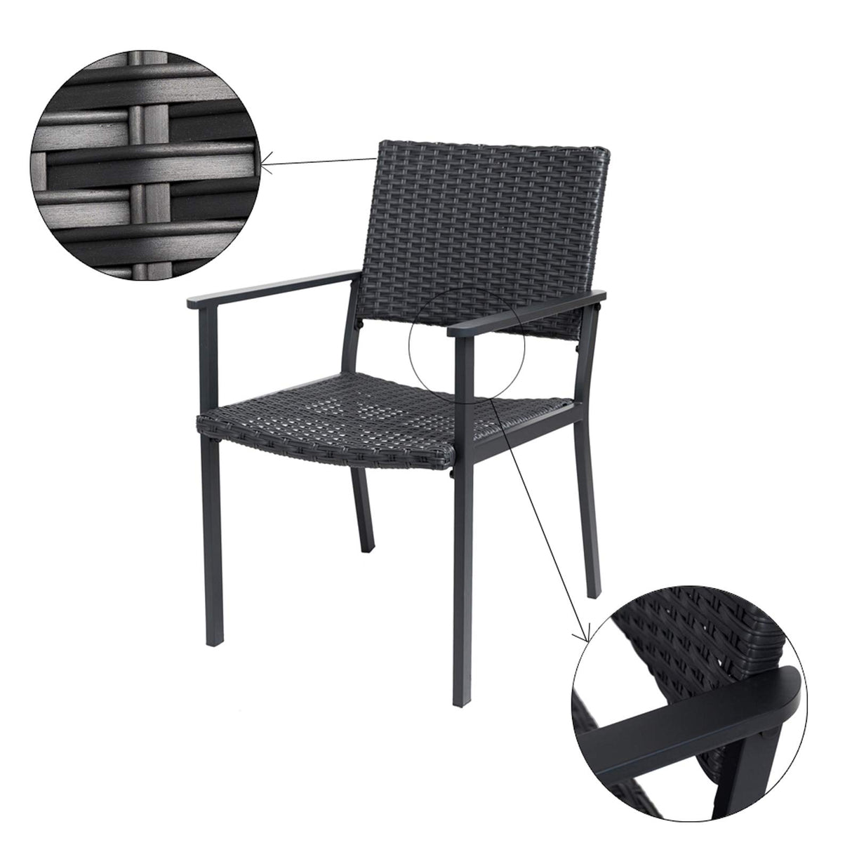 C-Hopetree Outdoor Dining Chair for Outside Patio Table, Metal Frame