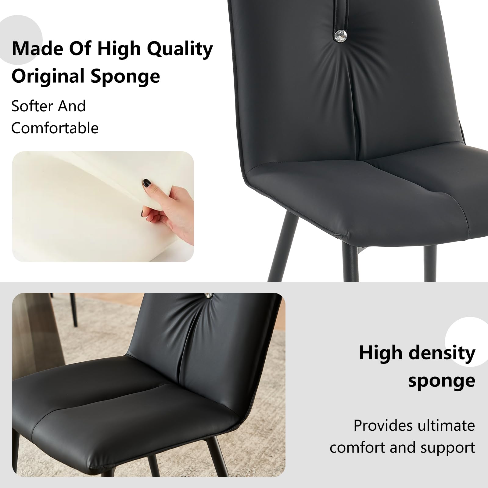 Dining Chairs Set of 2,Faux Leather Upholstered Chairs with Metal Feet