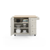 Mobile Kitchen Island Cart with Wood Drop Leaf Breakfast Bar