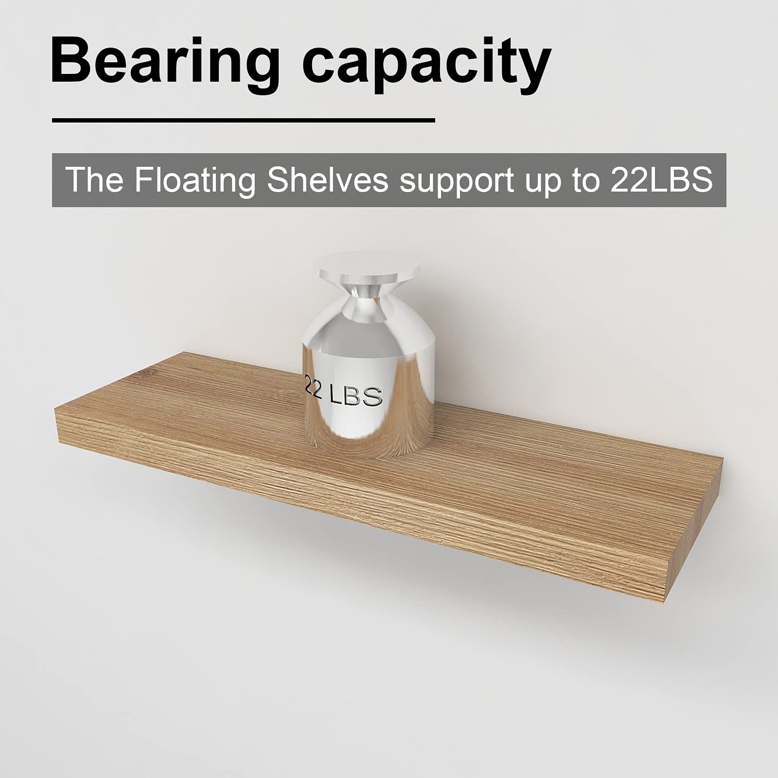 Oak Floating Shelves for Wall，24in Wall Mounted Display Ledge Shelves Perfect