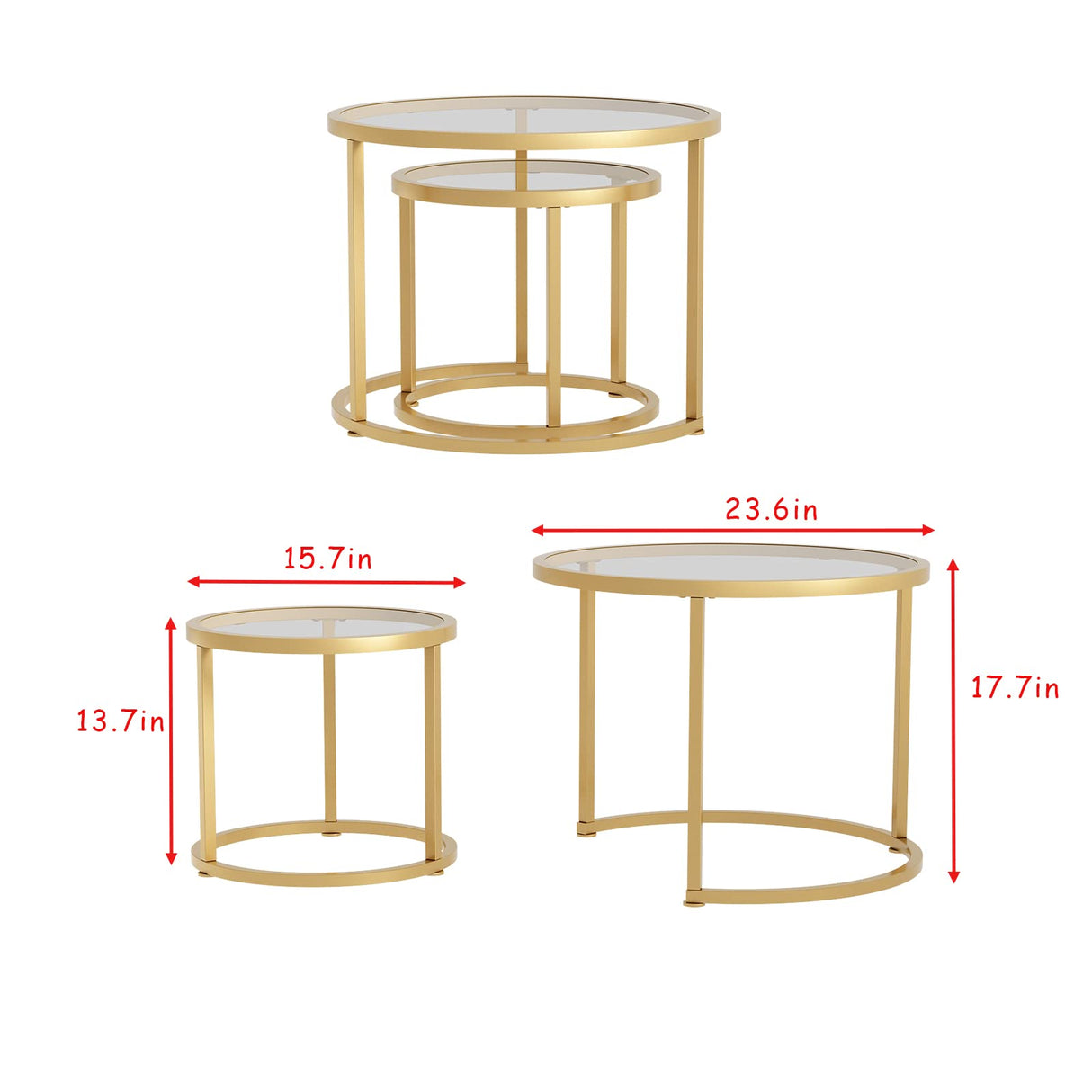 Gold Nesting Coffee Table Set of 2