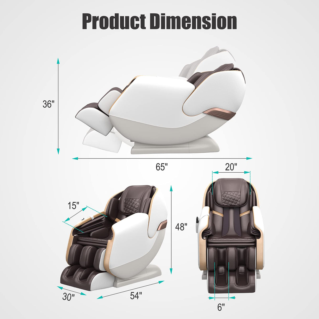 Massage Chair, Full Body Zero Gravity SL Track Shiatsu Massage Recliner Chair