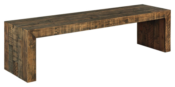 Sommerford Rustic Wood Dining Room Long Bench, Brown