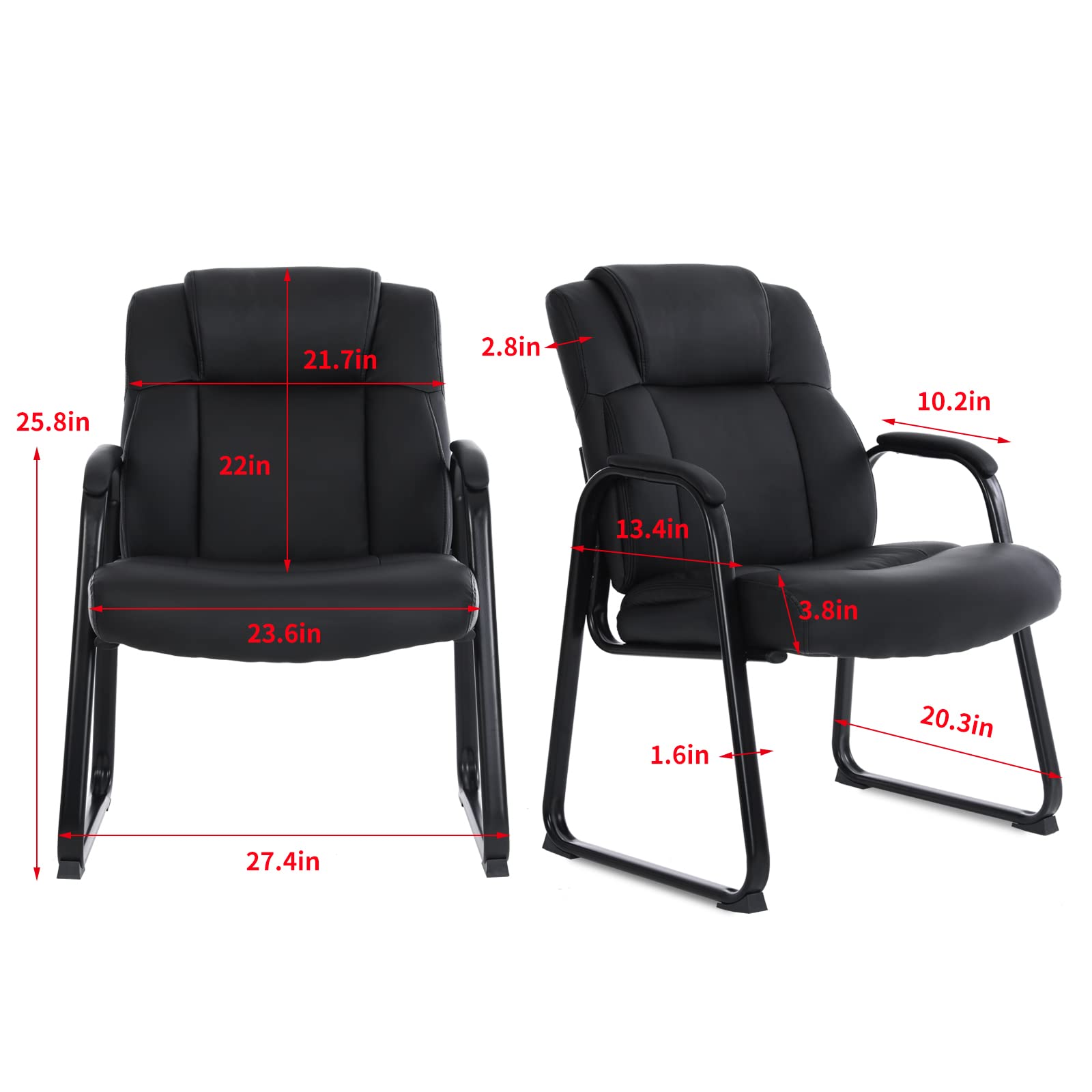 Big & Tall 400 lb. Guest Chair, Leather Reception Chairs