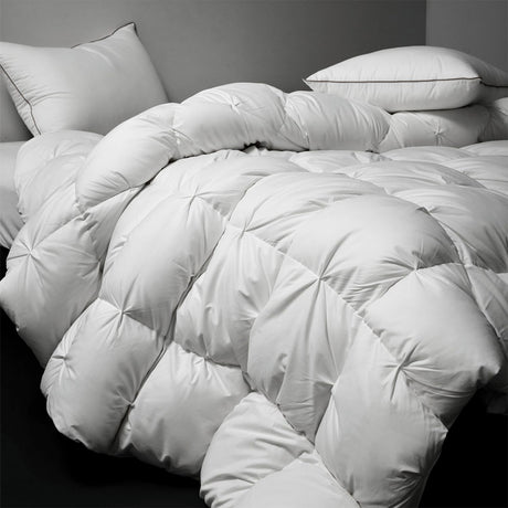 Pinch Pleat King Size Down Comforter - All Season Medium Warm Duvet Insert