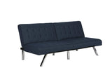 Emily Futon With Chrome Legs, Navy Linen