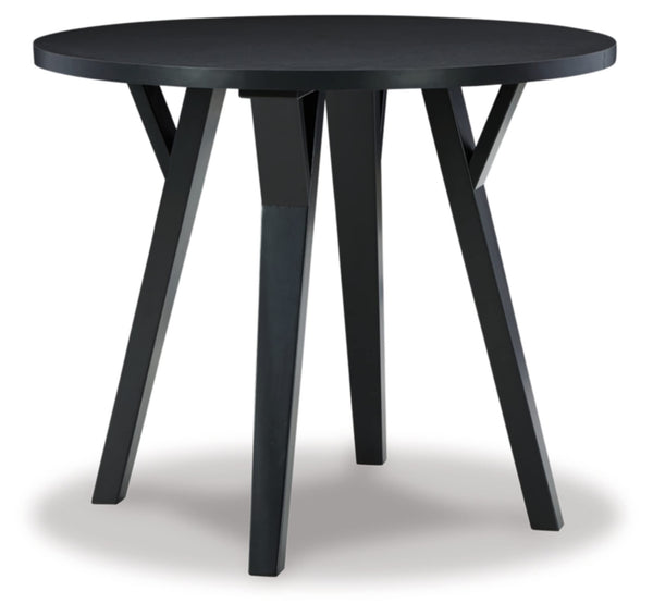 Otaska Mid Century Modern Round Dining Room Table, Black