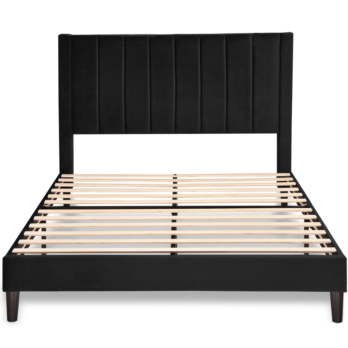 Full Bed Frame/Velvet Upholstered Bed Frame with Vertical Channel