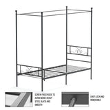 Metal Framed Canopy Four Poster Platform Bed Frame with Bed Storage Platform Bed