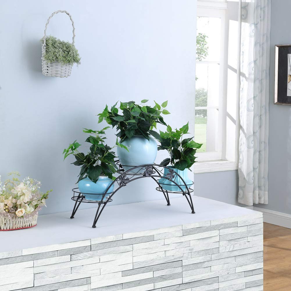 ArcoFlo Plant Arch – 3 Pot Metal Display Rack for Home & Garden