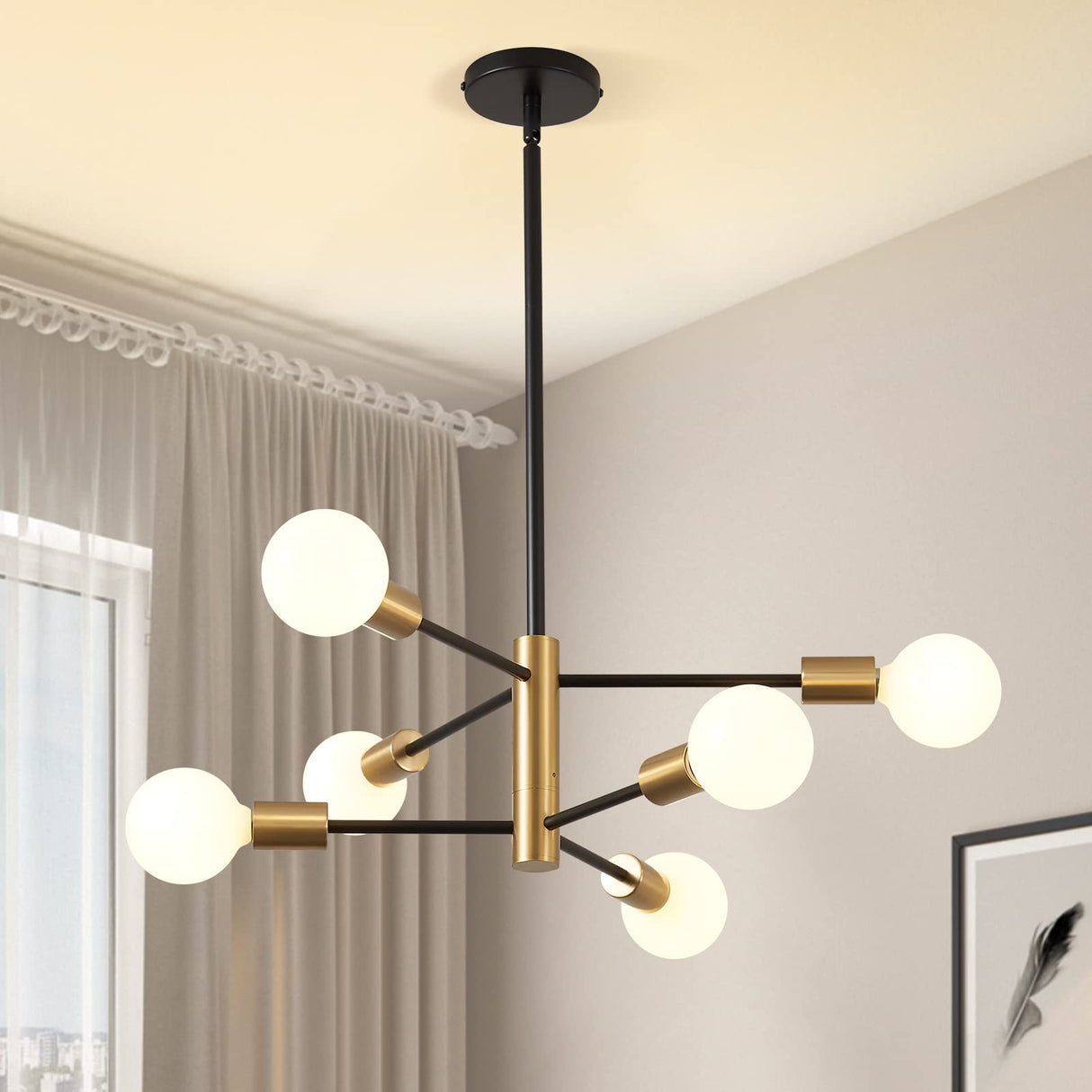 Modern Sputnik Chandelier - 6 Light Chandelier Light Fixture Height