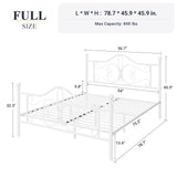 Full Size Bed Frame with Headboard,Metal Bed Frame with Butterfly Pattern Design