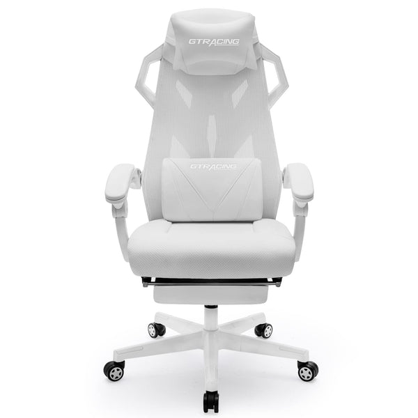 Gaming Chair, Computer Chair with Mesh Back, Ergonomic Gaming Chair with Footrest, Reclining Gamer Chair with Adjustable Headrest