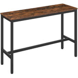 Narrow Bar Table, 47.2-Inch Rectangular Pub Table with Sturdy Metal Frame