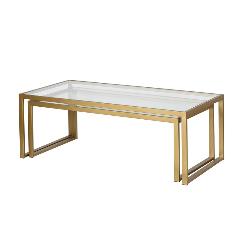 Rectangular Nested Coffee Table in Brass, Modern coffee tables for living room