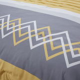 Patchwork Stripe Comforter Set Queen Size,6 Pieces Bed in A Bag,Grey and Yellow Patchwork Striped Comforter and Sheet Set,