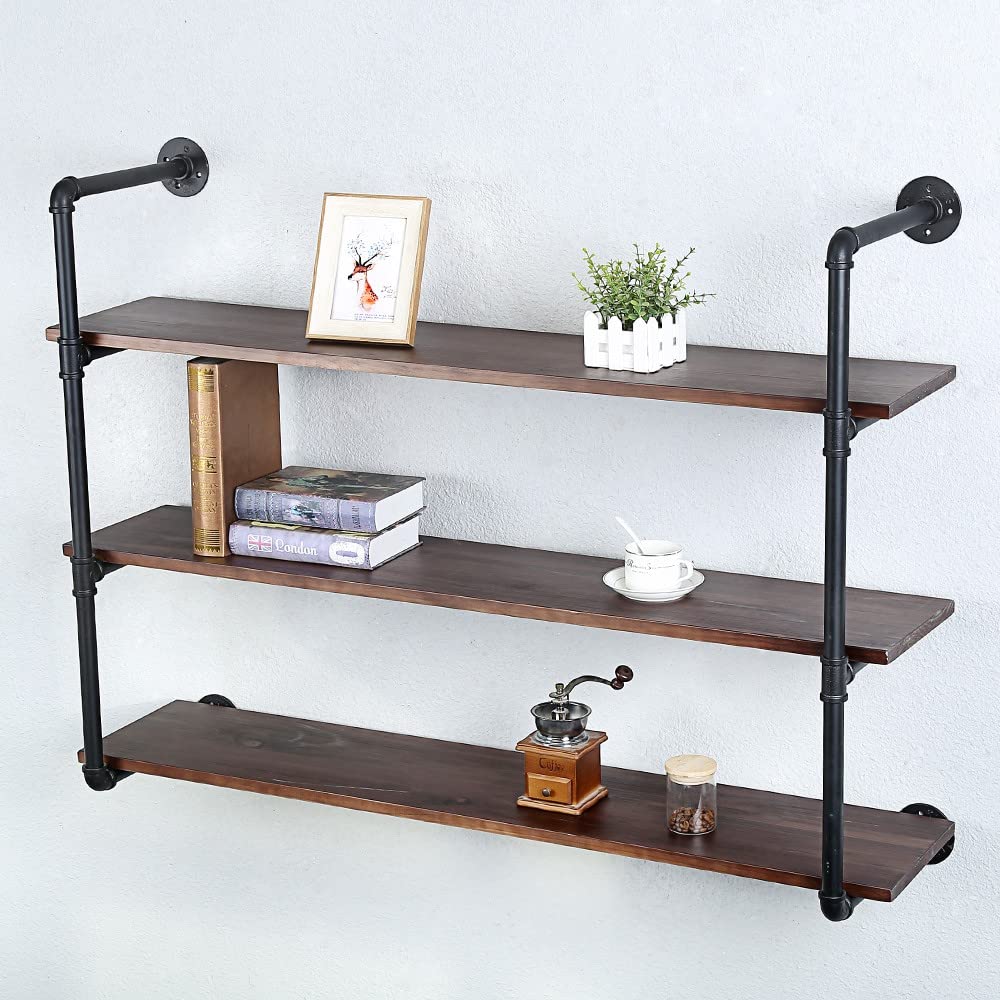 Industrial Pipe Shelving Wall Mounted,48in Rustic Metal Floating Shelves