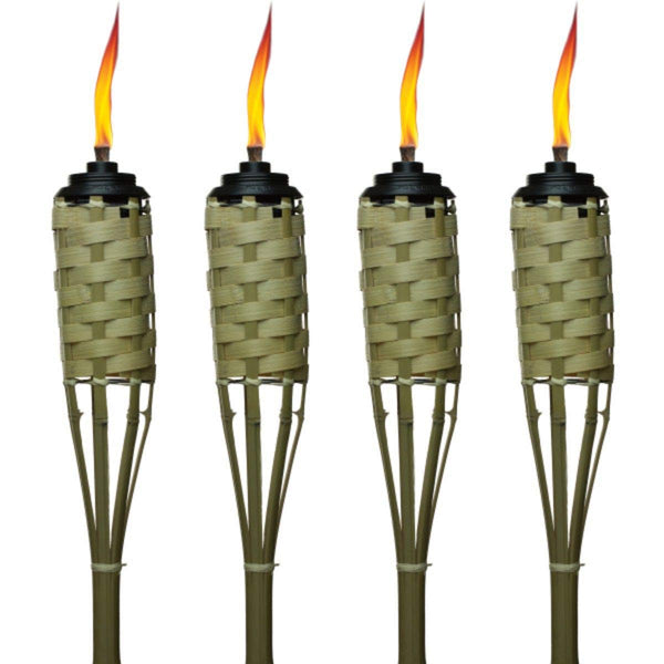 4-Pack Luau Bamboo Torches, Weather Resistant Coated Torch