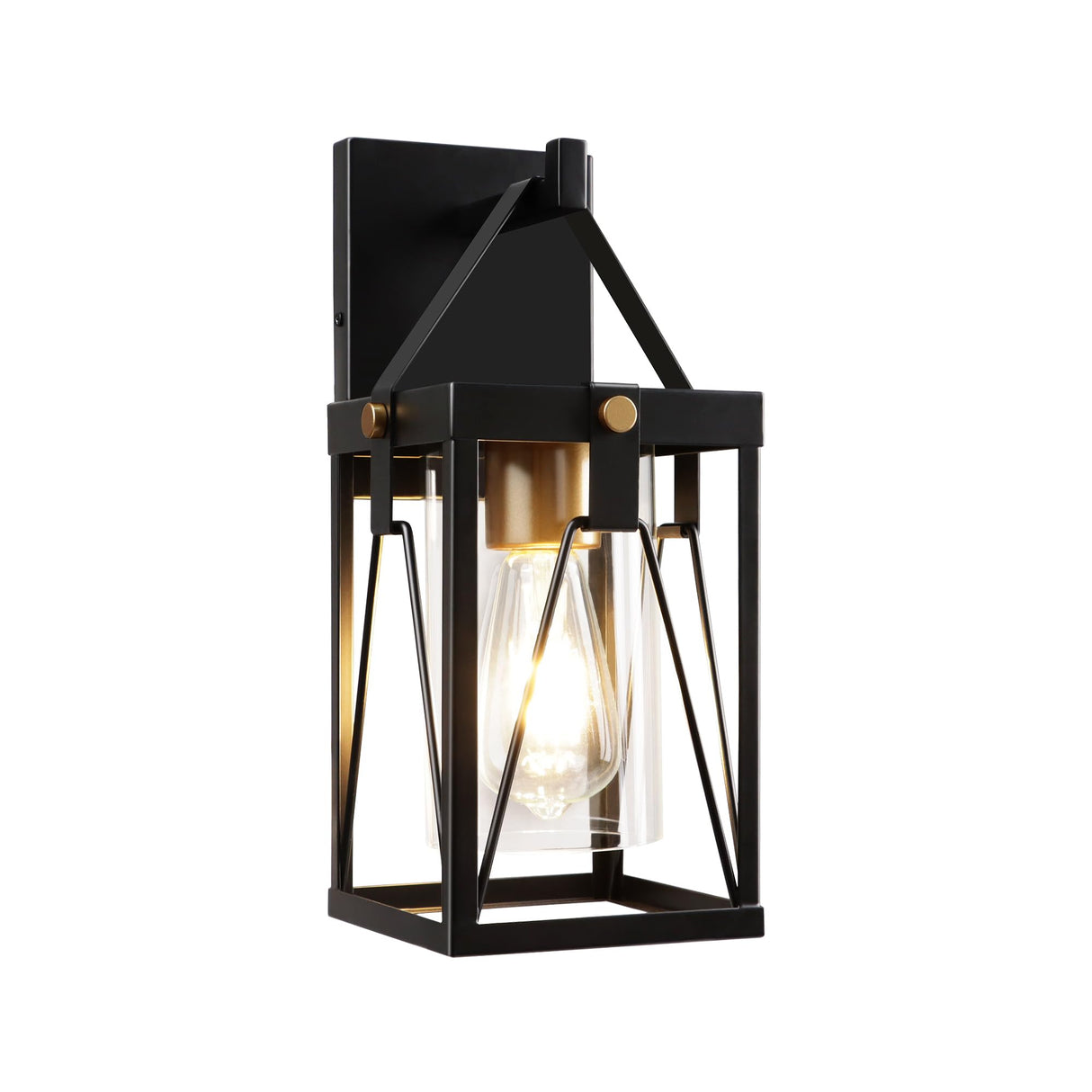 Outdoor Lantern, Exterior Waterproof Light Fixture, Black  Mount Sconce