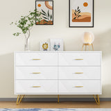 White Dresser, Modern Dresser for Bedroom, 6 Drawer Handles