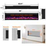 Electric Fireplace Recessed 88 inches