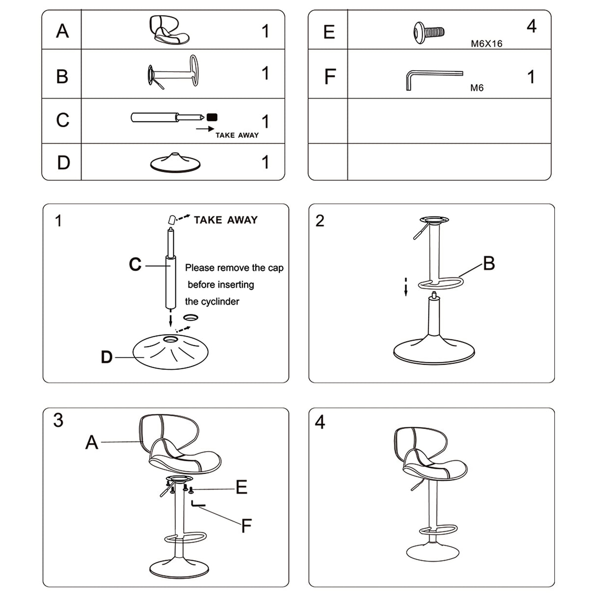 Swivel Adjustable Barstool, Counter Height Chairs w/Backrest