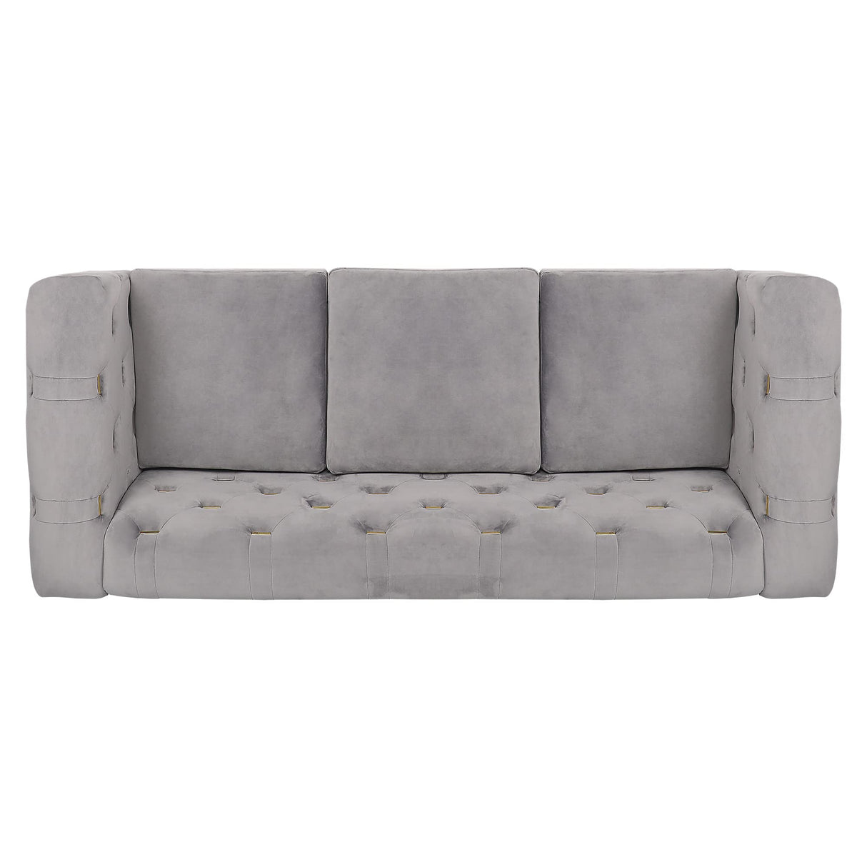 Chesterfield Loveseat, Modern 2 Seater Accent Sofa Velvet Couch with Square Arms