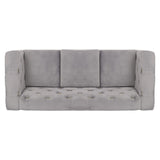 Chesterfield Loveseat, Modern 2 Seater Accent Sofa Velvet Couch with Square Arms